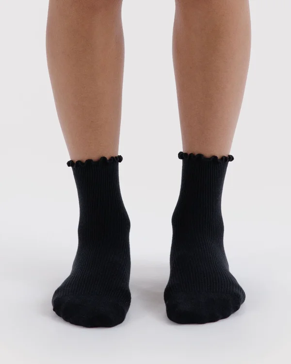 Lettuce Edge Sock Set of 2 - Black - Size: OS