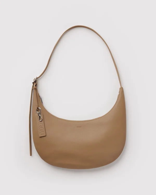 Medium Recycled Leather Flat Crescent - Dune - Size: OS