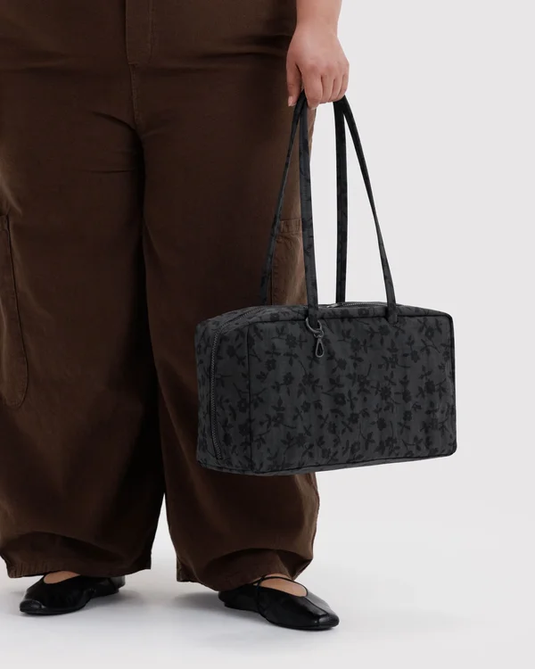 Medium Nylon Bowler Bag - Charcoal Ditsy Floral - Size: OS