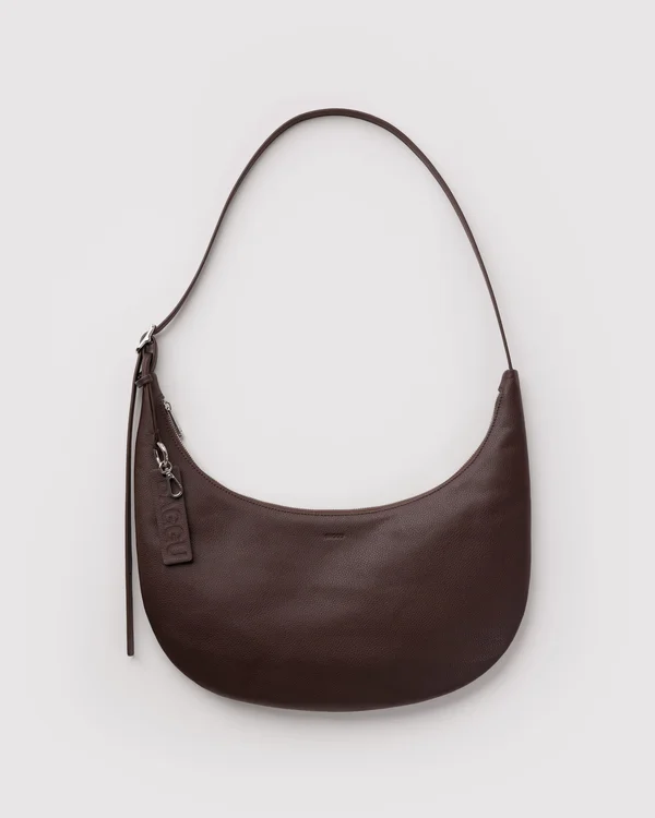 Medium Recycled Leather Flat Crescent - Brown - Size: OS