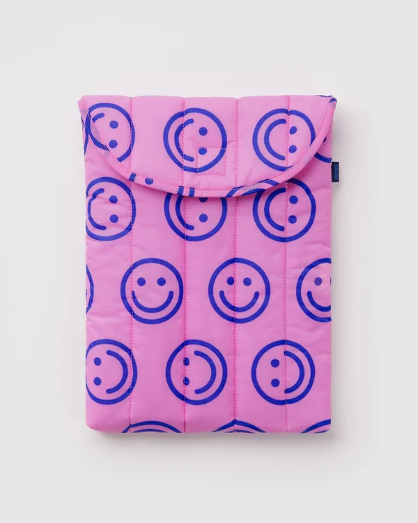 Puffy Laptop Sleeve 13"/14" - Pop Pink Happy - Material: ripstop-nylon