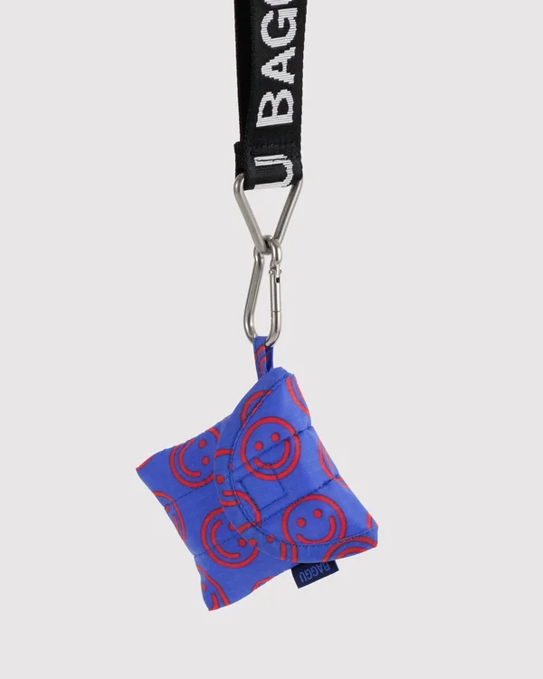 Puffy Earbuds Case - Mini Cobalt Happy - Material: ripstop-nylon