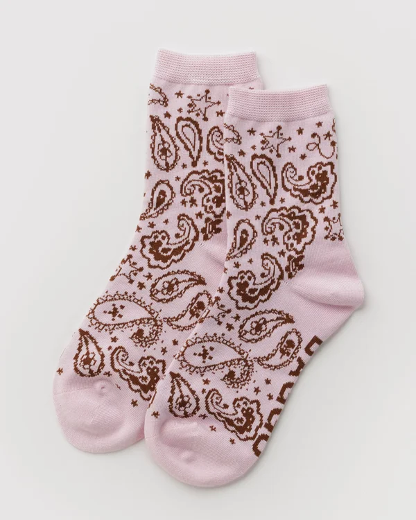 Crew Sock - Paisley Pink - Size: OS