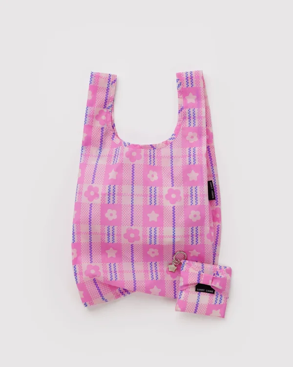 Baby Bow Baggu - Market Plaid Pink - Material: ripstop-nylon