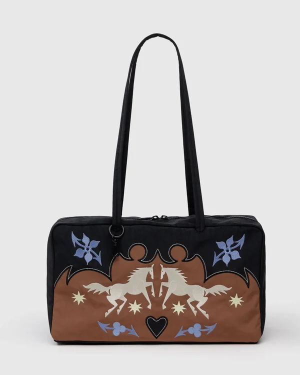 Medium Nylon Bowler Bag - Sale - Western Appliqué - Material: heavyweight-nylon