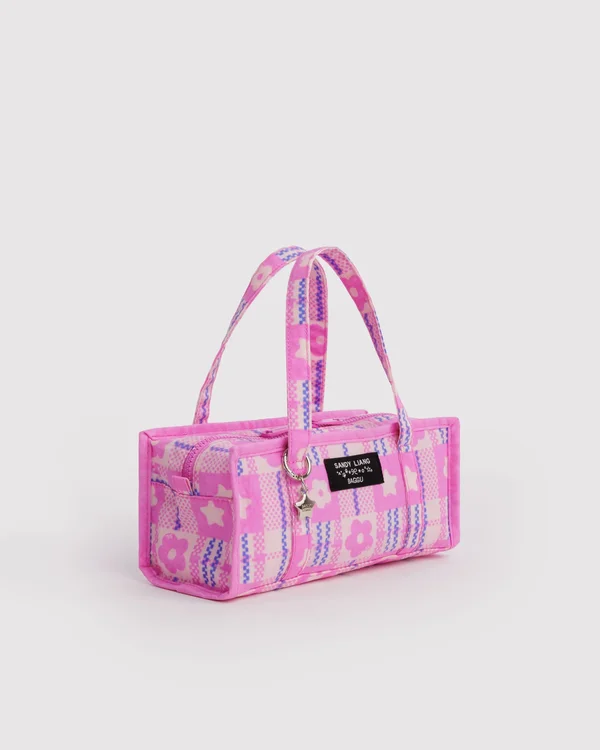 Mini Nylon Market Bag - Market Plaid Pink - Size: OS