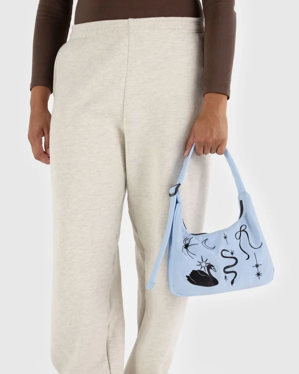 Mini Nylon Shoulder Bag - Sale - Embroidered Ballet Icons - Material: heavyweight-nylon