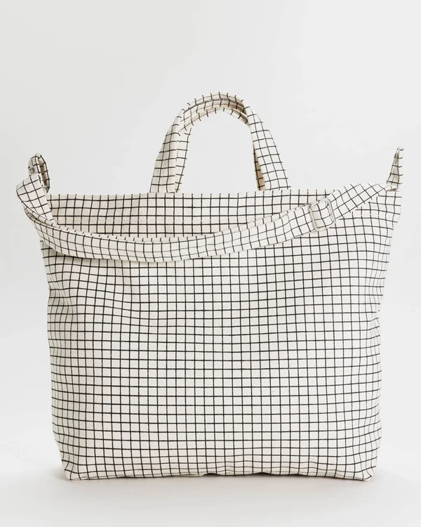 Horizontal Zip Duck Bag - Natural Grid - Size: OS