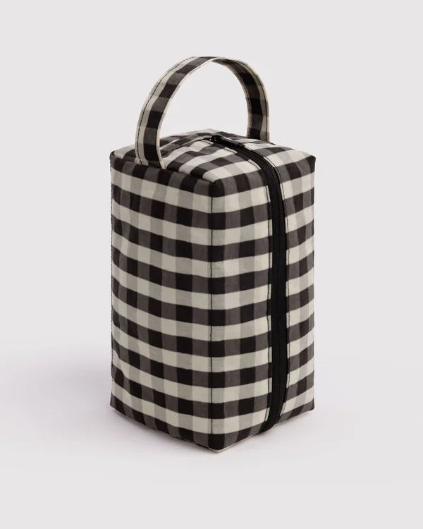 Dopp Kit - Black And Cream Gingham - Size: OS