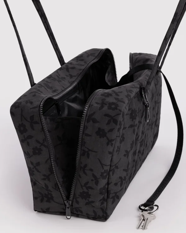 Medium Nylon Bowler Bag - Charcoal Ditsy Floral - Size: OS