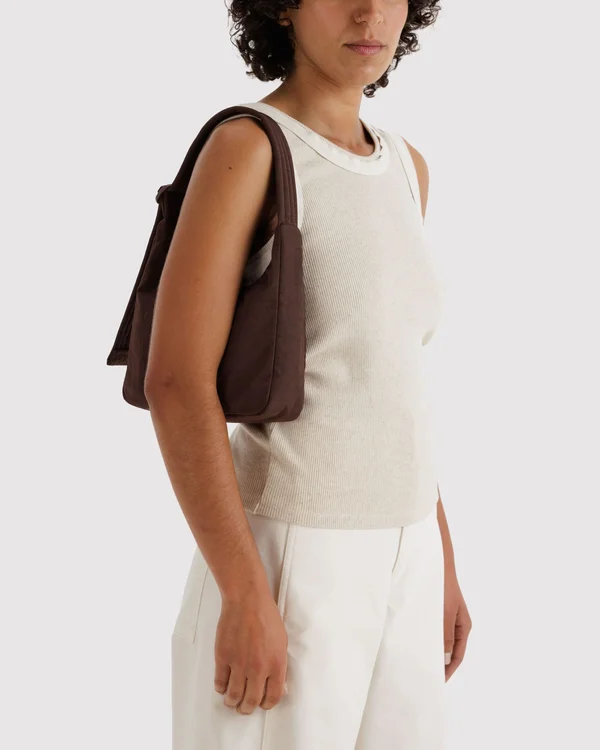 Mini Nylon Shoulder Bag - Coffee - Size: OS