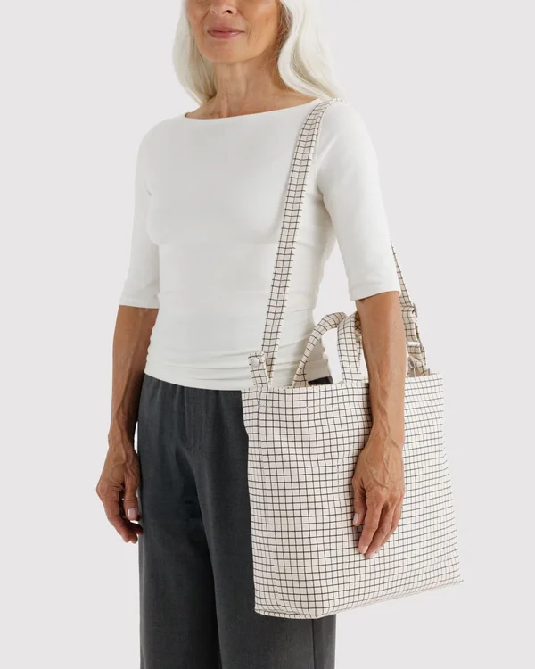 Horizontal Zip Duck Bag - Natural Grid - Size: OS