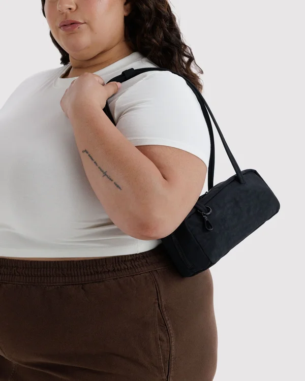 Small Nylon Bowler Bag - Black - Material: heavyweight-nylon