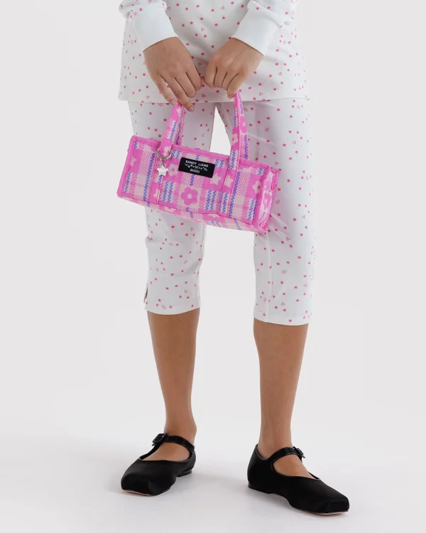 Mini Nylon Market Bag - Market Plaid Pink - Size: OS