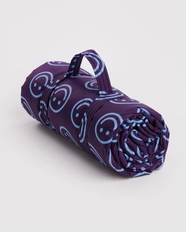Puffy Picnic Blanket - Indigo Happy - Material: ripstop-nylon