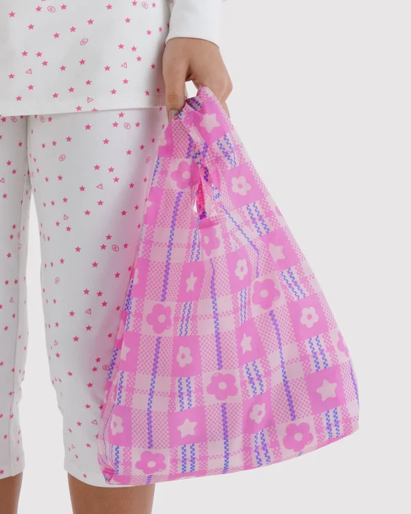Baby Bow Baggu - Market Plaid Pink - Material: ripstop-nylon