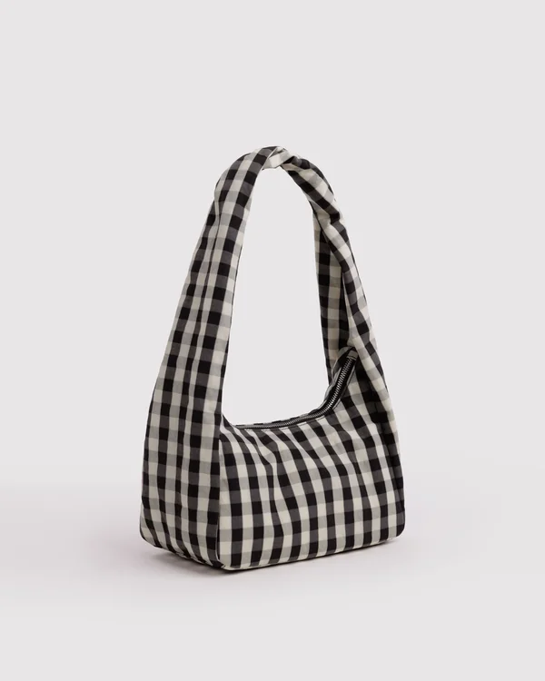 Small Nylon Meringue Bag - Black And Cream Gingham