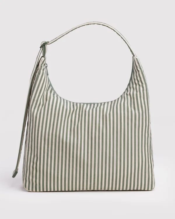 Nylon Shoulder Bag - Sage Stripe - Material: heavyweight-nylon