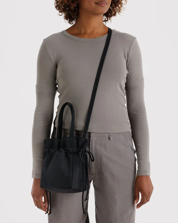 Nylon Drawstring Bag - Black