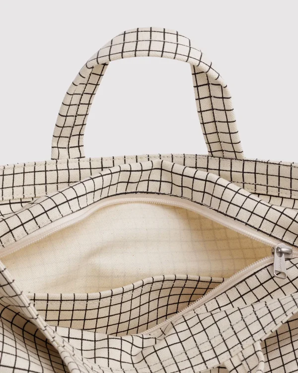 Horizontal Zip Duck Bag - Natural Grid - Size: OS
