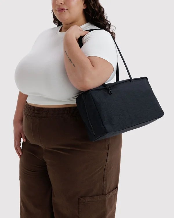 Medium Nylon Bowler Bag - Black - Material: heavyweight-nylon