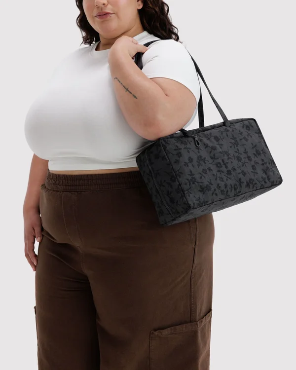 Medium Nylon Bowler Bag - Charcoal Ditsy Floral - Size: OS